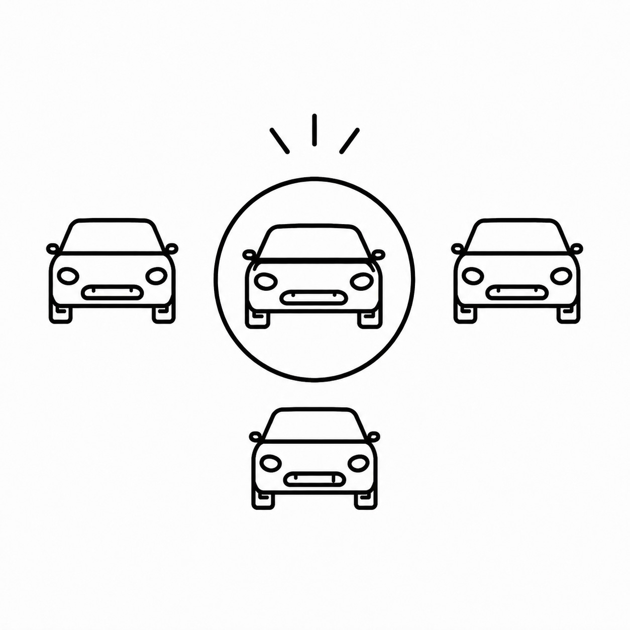 4台の対象試乗車からMINIを選ぶアイコン