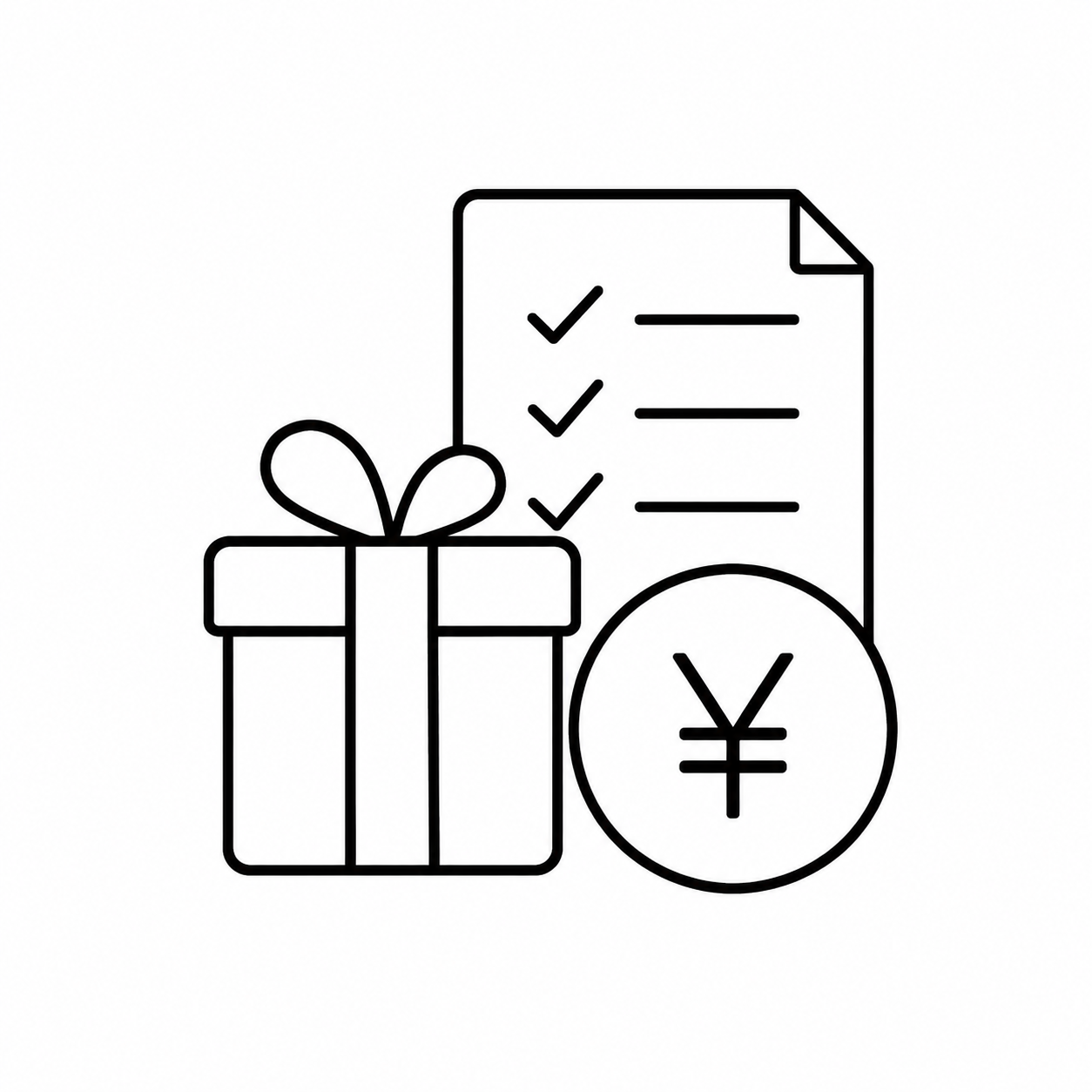 お得な条件を表すギフトとチェックリストのアイコン